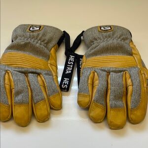 Hestra Gray and Yellow Gloves